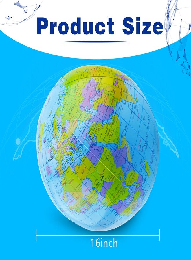 Feradny 12 Pack 16 inches Inflatable Globe Blow up World Globe PVC Earth Beach Ball Globe for Kids Party Bags Swimming Pool Game Geography Classroom Playing or Teaching Party Favors Decorations - Image 2